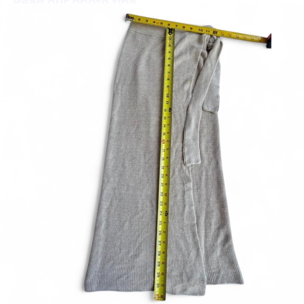 Free People Beach Knit Wrap Midi Skirt XS Cotton Linen Slit Boho Coastal Chic - Picture 6 of 9